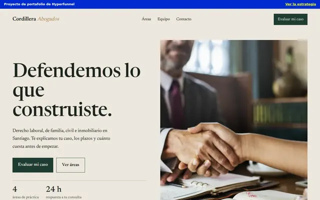 Sitio web de Cordillera Abogados en escritorio