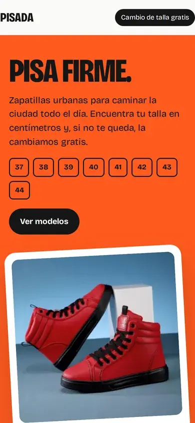 Sitio web de Pisada en celular