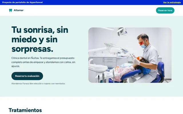 Sitio web de Altamar Clínica Dental en escritorio