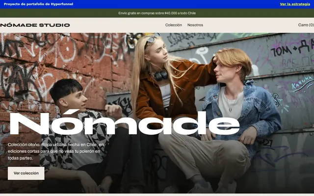 Sitio web de Nómade Studio en escritorio